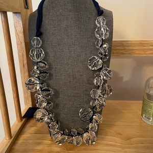 Anny Taylor Loft Chunky Blue Ribbon Necklace